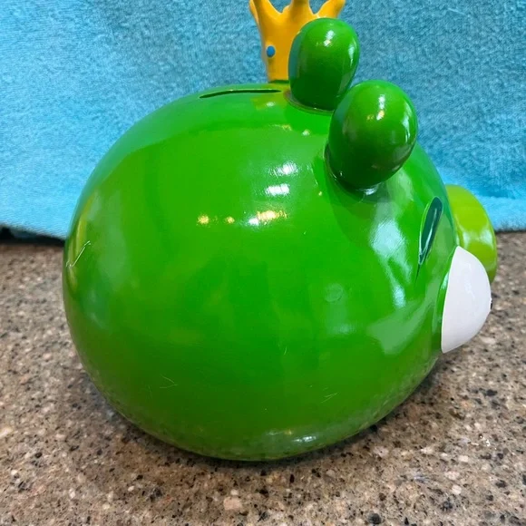 Angry Birds King Pig Green Ceramic Piggy Bank – 8” with Crown, Cork Stopper - Picture 4 of 6